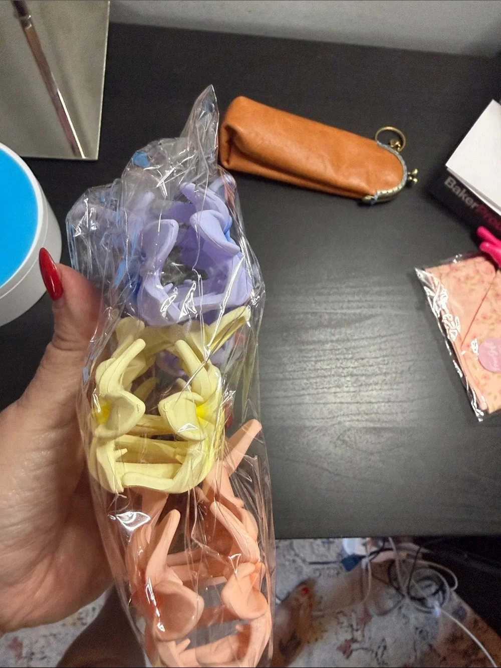 Pack of Blue, Yellow, and Peach Floral Hair Clips - Unbranded